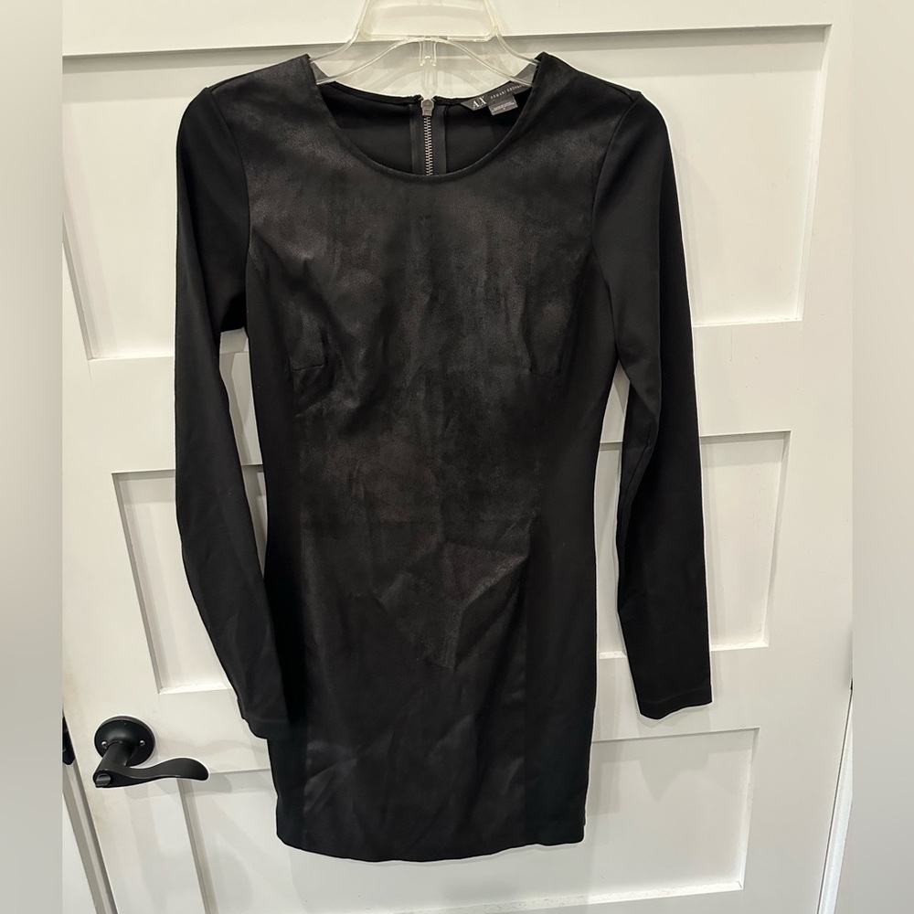AX | Armani Exchange Black Faux Suede Bodycon Dress Black, Sz 4